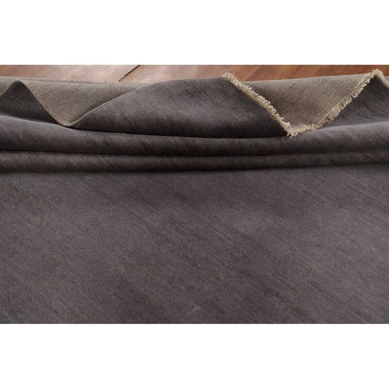 Gray Modern Gabbeh Oriental Area Rug Handmade Solid Wool Carpet - 8'5" x 9'11"
