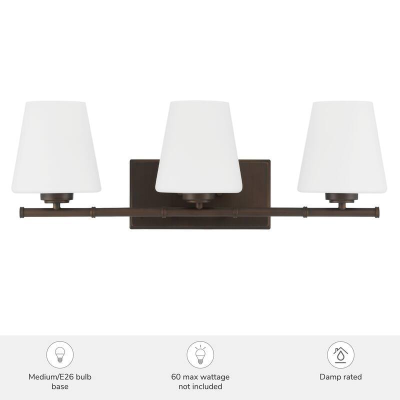 Hunter Fauna Grove 3-Light Bathroom Vanity Light - Modern, Transitional