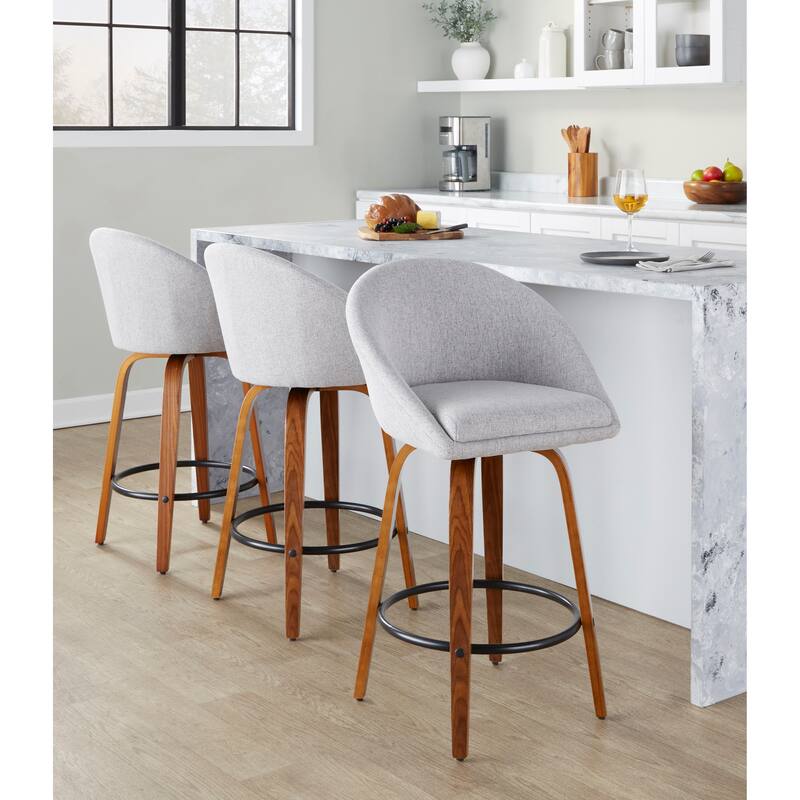 Carson Carrington Livesey High Back 26" Fixed-Height Counter Stool with Bent Wood Legs & Round Footrest (Set of 2)
