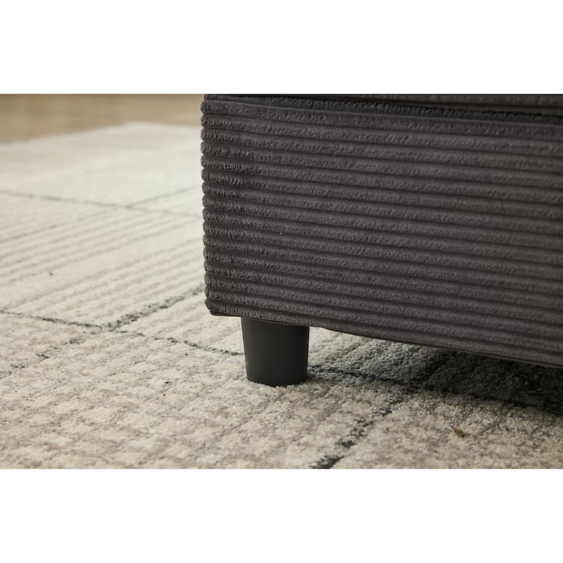 Chaise Lounge Chair with Removable Ottoman, Modern Accent Armchair Corduroy Sleeper Sofa Chair with Pillows for Living Room