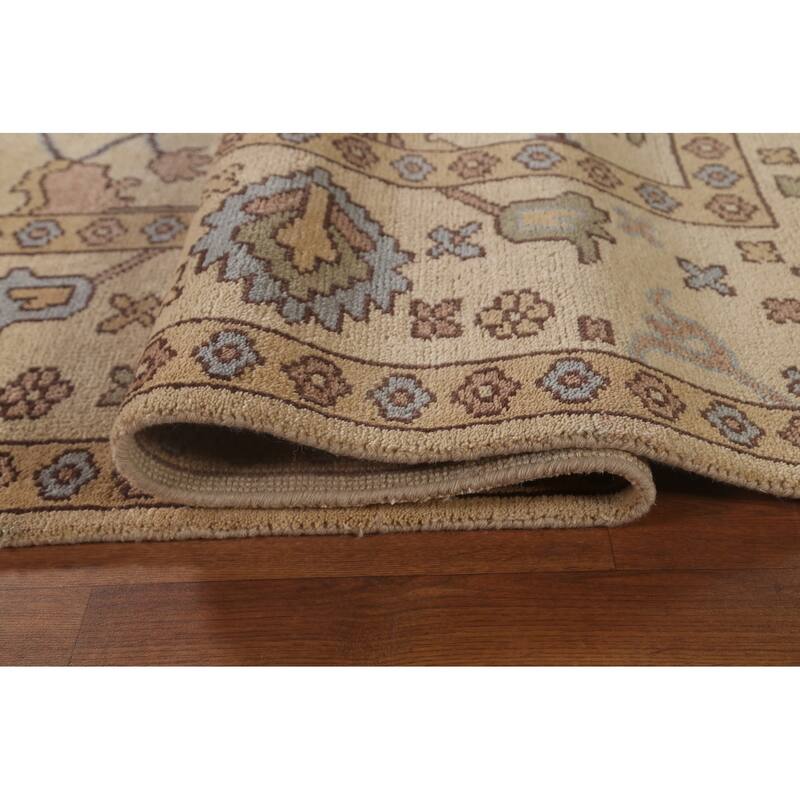 All-Over Oushak Oriental Area Rug Handmade Wool Carpet - 9'1" x 11'6"