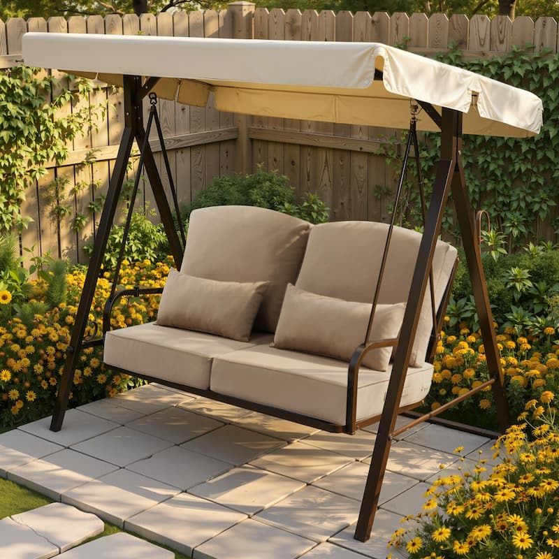 24 x 24 x 5.5 in Patio Premium Fabric Outdoor Seat Cushions Set (Seat & Back) with Pillow