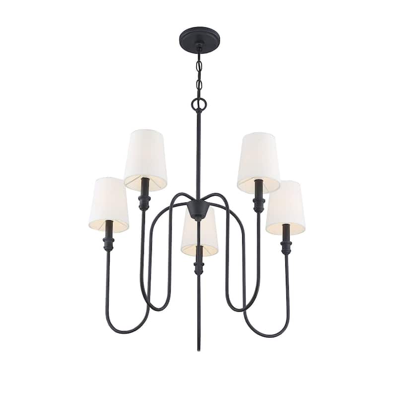 Meridian M10077 5 Light 27" Wide Chandelier with Fabric Shade