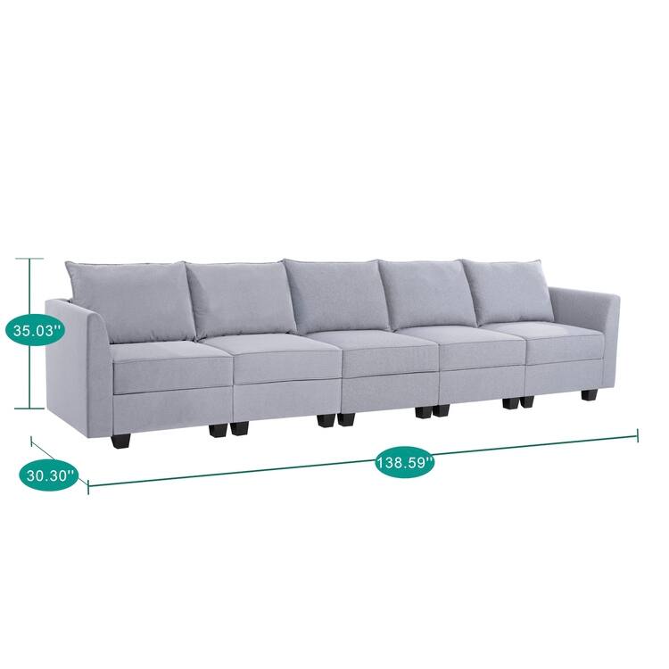 Modern DIY Collection - Convertible Modular Sectional Sofa - Linen Sofa Couch for Living Room Apartment Office