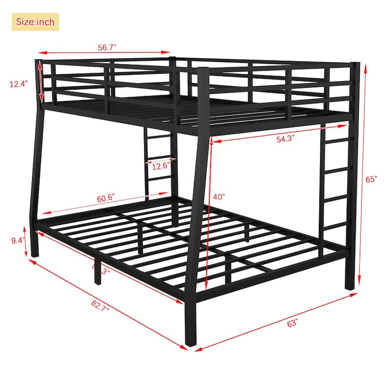 Metal Full XL over Queen Bunk Bed for Teens and Adults,Space-Saving/Noise Reduced