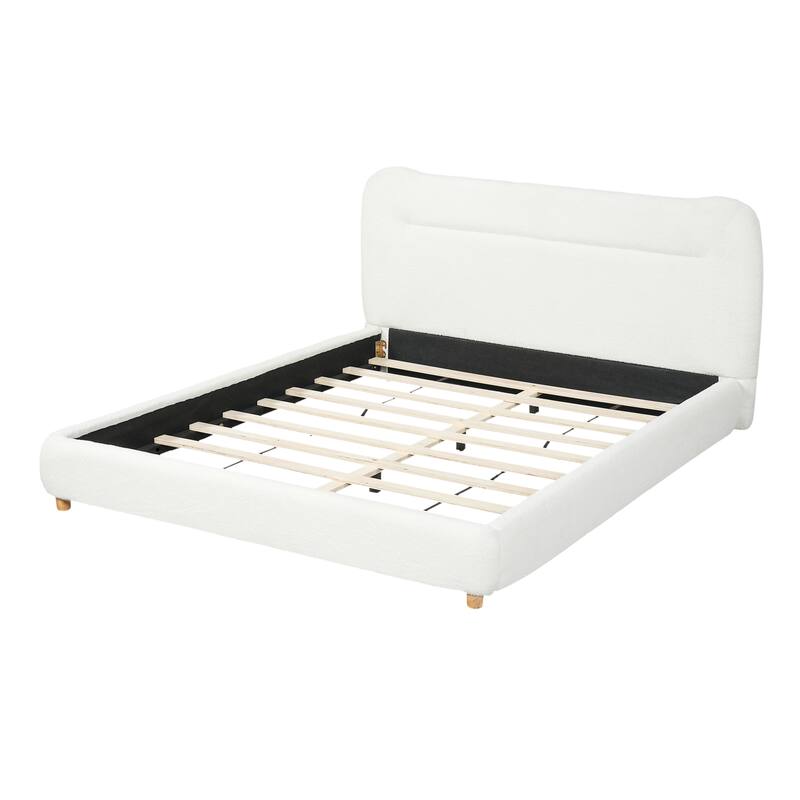 Christopher Knight Home-Upholstered Bed Frame with Curved Headboard