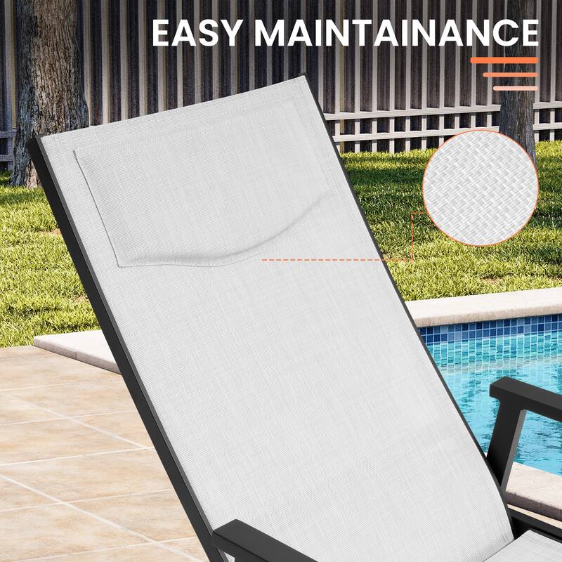 5-PC Outdoor Patio Aluminum Dining Sets Rectangular Expandable Table with Adjustable Dining Chairs
