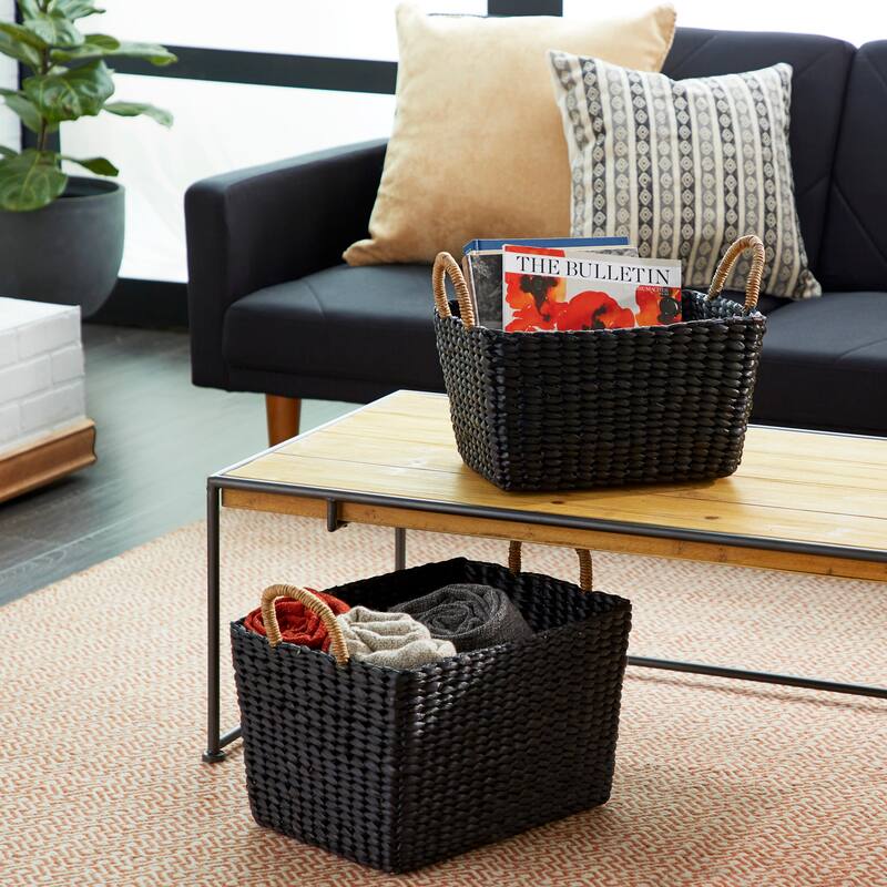 Black Banana Leaf Eclectic Storage Basket (Set of 2)