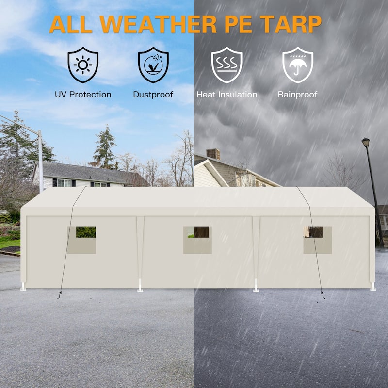 10X30 FT Carport, Heavy Duty Portable Carport Garage Tent for Outdoor Storage Shelter with Window