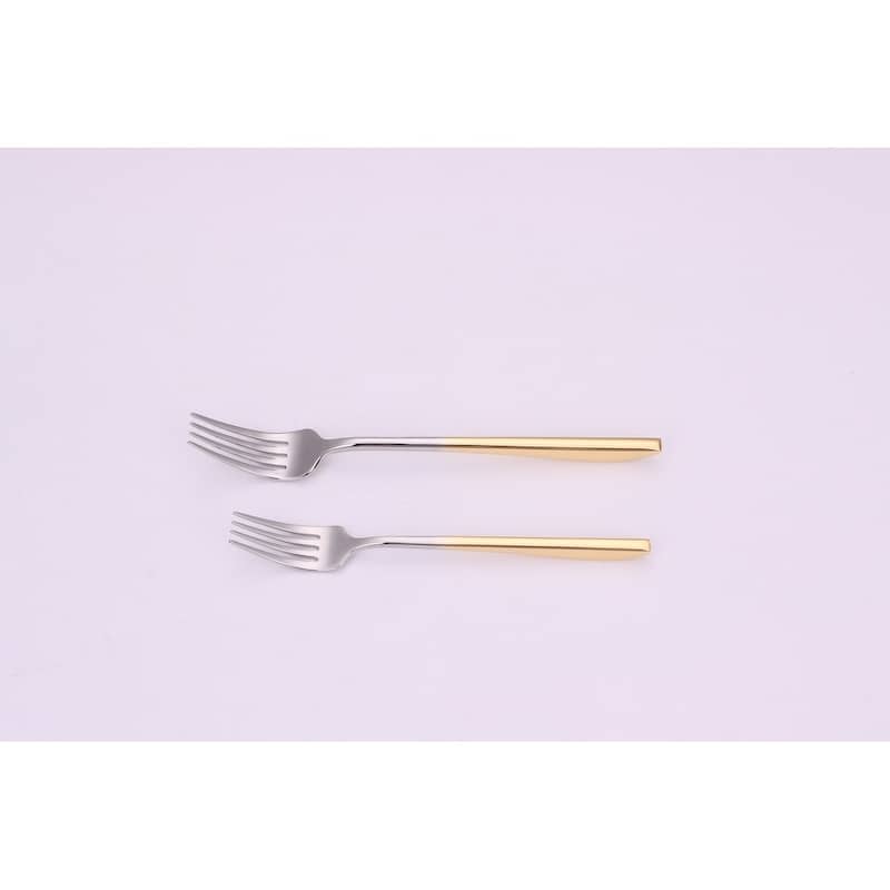 20 Pc Flatware Set Silver With Graduated Gold Handles - Service For 4