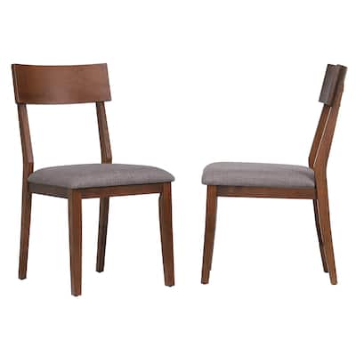 Walnut Finish Upholstered Side Chairs - 34" - Brown - Set of 2