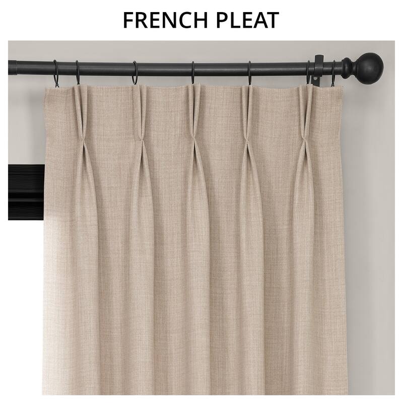 Exclusive Fabrics French Pleated Textured Faux Linen Room Darkening Curtains for Bedroom & Living Room Curtains (1 Panel)