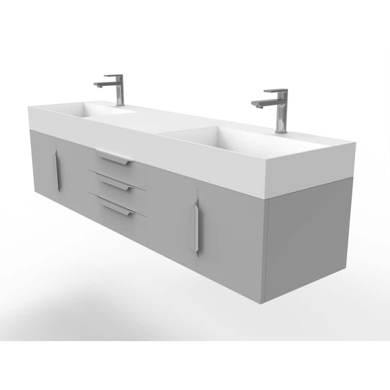 Amazon 72" Wall Mounted Bathroom Vanity Set w/ White Top