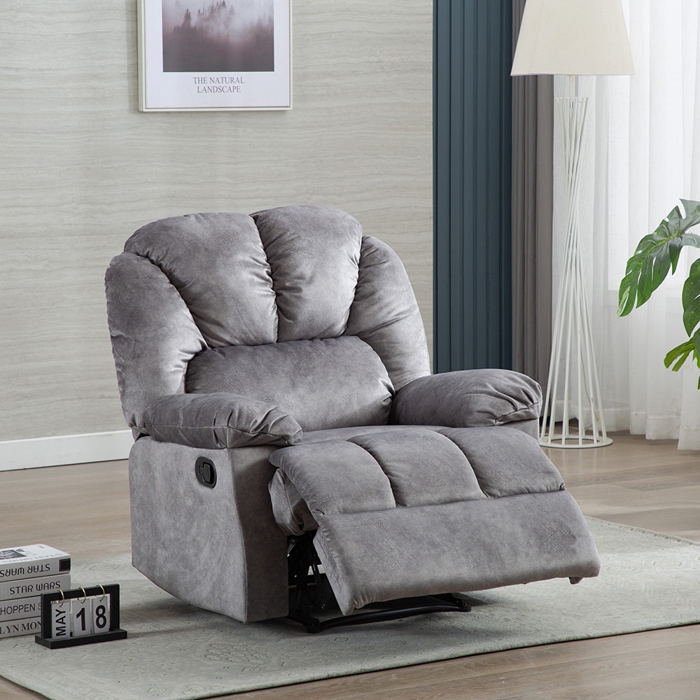 Manual Recliner Chair Comfortable Velvet Fabric Overstuffed Overstock 32583445