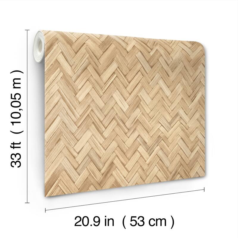 A-Street Prints Ellery Wheat Herringbone Wallpaper