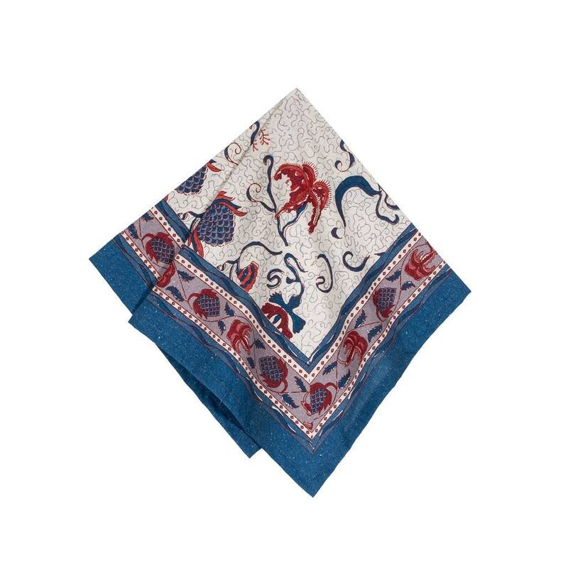 Couleur Nature Fleur des Indes Napkins - Set of 6 - 19" x 19" - 19" x 19" - Blue/Red