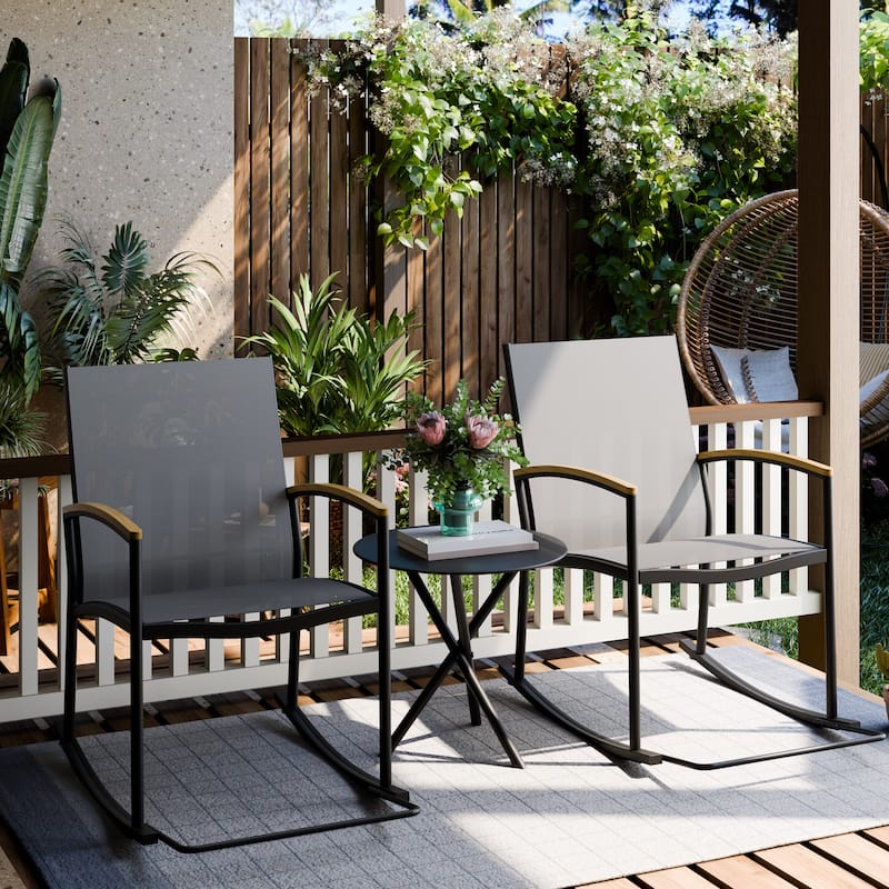 Futzca 3-Piece Patio Bistro Sets, Two Chairs with Coffee Table
