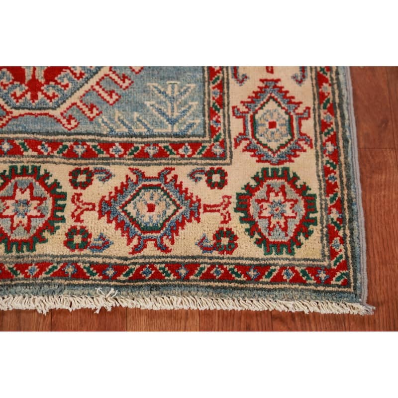 Light Blue Kazak Traditional Foyer Rug Handmade Wool Carpet - 2'7"x 4'0"