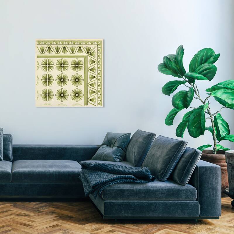 Wynwood Studio Canvas Abstract Floor Covering Olive White and Cream White Traditional Wall Art Canvas Print - 30 x 30