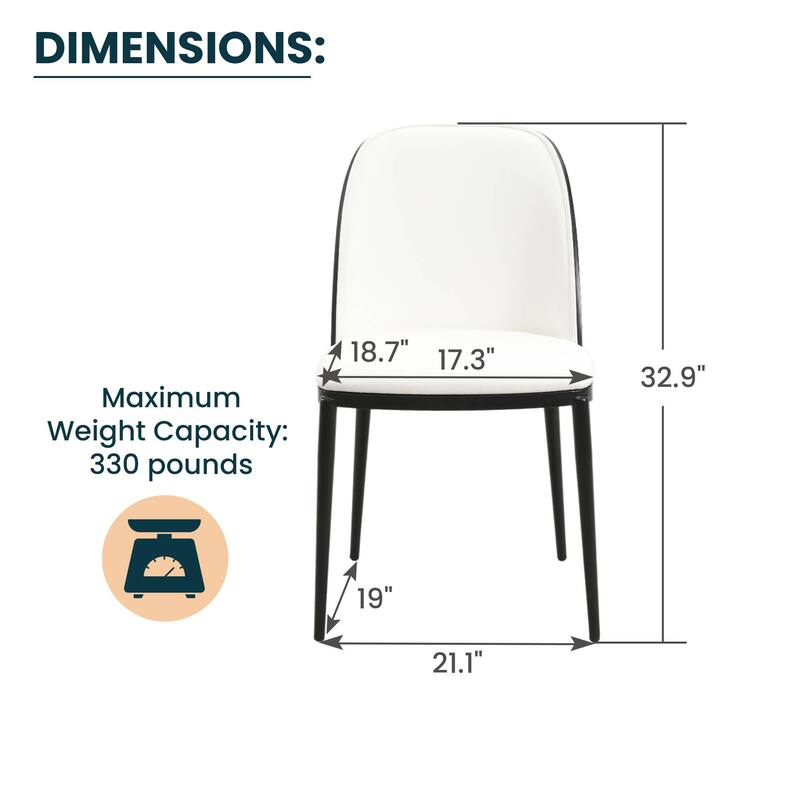 Dining Chair with Upholstered Seat and Back Side Chair with MDF Wood Frame in Black Steel