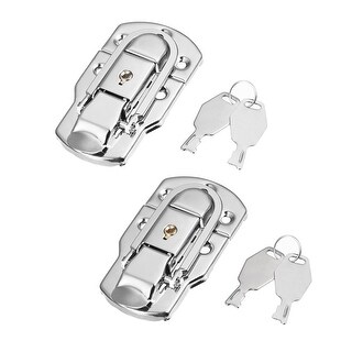 76mm x 45mm Metal Small Size Suitcase Lock Hasp Catch Latch with Keys 2 Pcs 