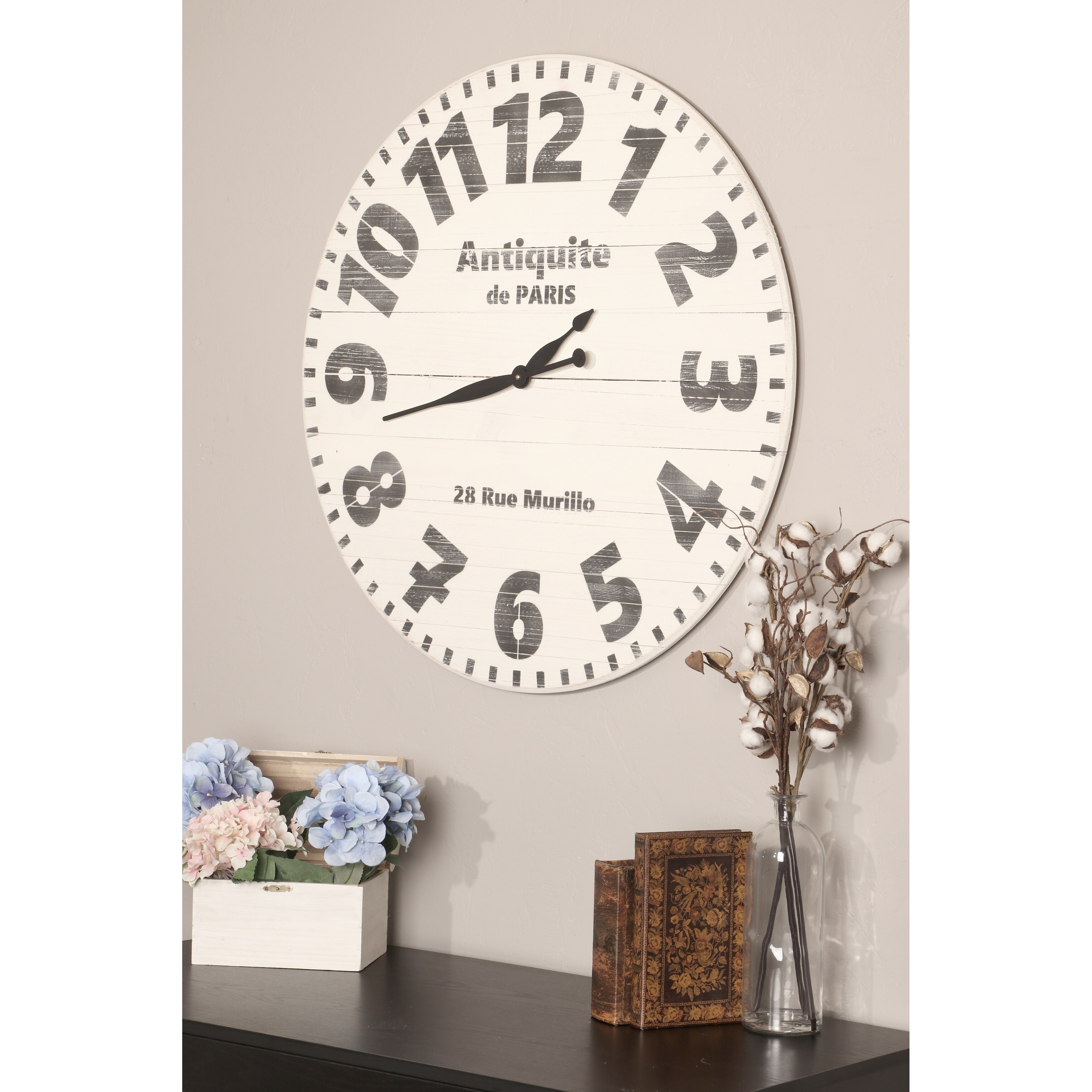 Large Antique Grey Paris Murillo Glass Metal Wall Clock H18979 71cm 