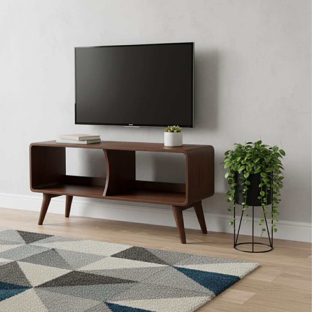 HomeRoots 39" Brown Solid Wood Enclosed and Open Storage TV Stand - 39.40 in. x 19.70 in. x 13.80 in.