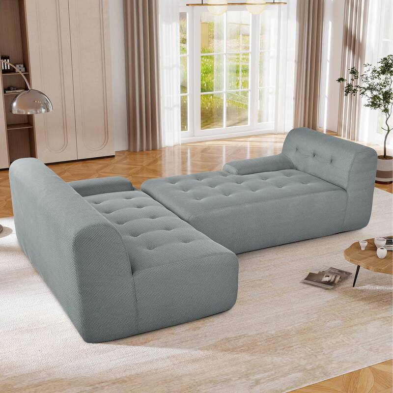 107" Polyester Mesh L-Shaped Modular Sectional Sofa with Deep Seat & Pocket Springs