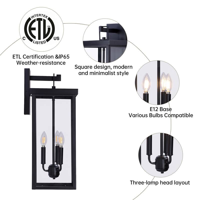 4 Pack Clear Glass Outdoor Lighting Wall Sconce