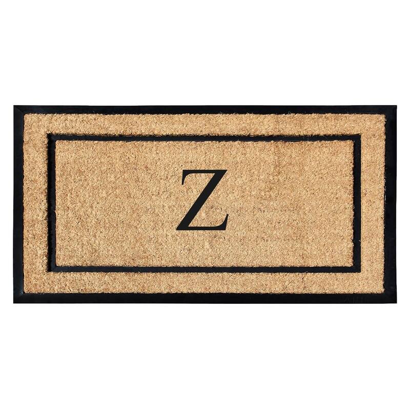 A1HC Natural Coir Monogrammed Door Mat for Front Door, Durable Large Outdoor Rug, Heavy Duty Welcome Doormat - 24" X 48"