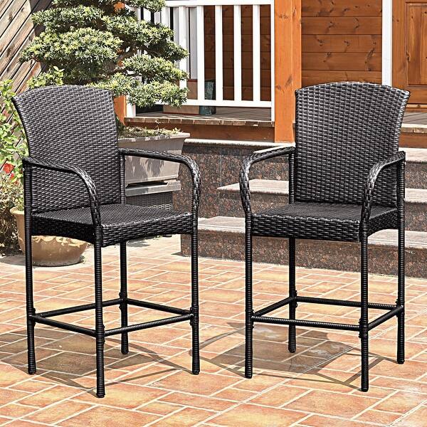 Shop Costway 2pcs Rattan Bar Stool Dining High Counter Portable