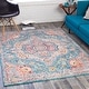 preview thumbnail 7 of 65, Artistic Weavers Hal Vintage Boho Traditional Pink Medallion Area Rug 5'3" x 7'6" - Light Blue
