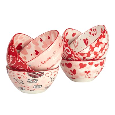 Certified International Valentine's Day 5" All Purpose Bowls, Set of 6 - 5" Dia. x 2.5"