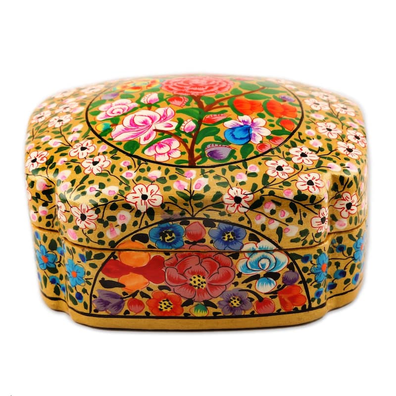 Novica Handmade Kashmir Garland Papier Mache Decorative Box