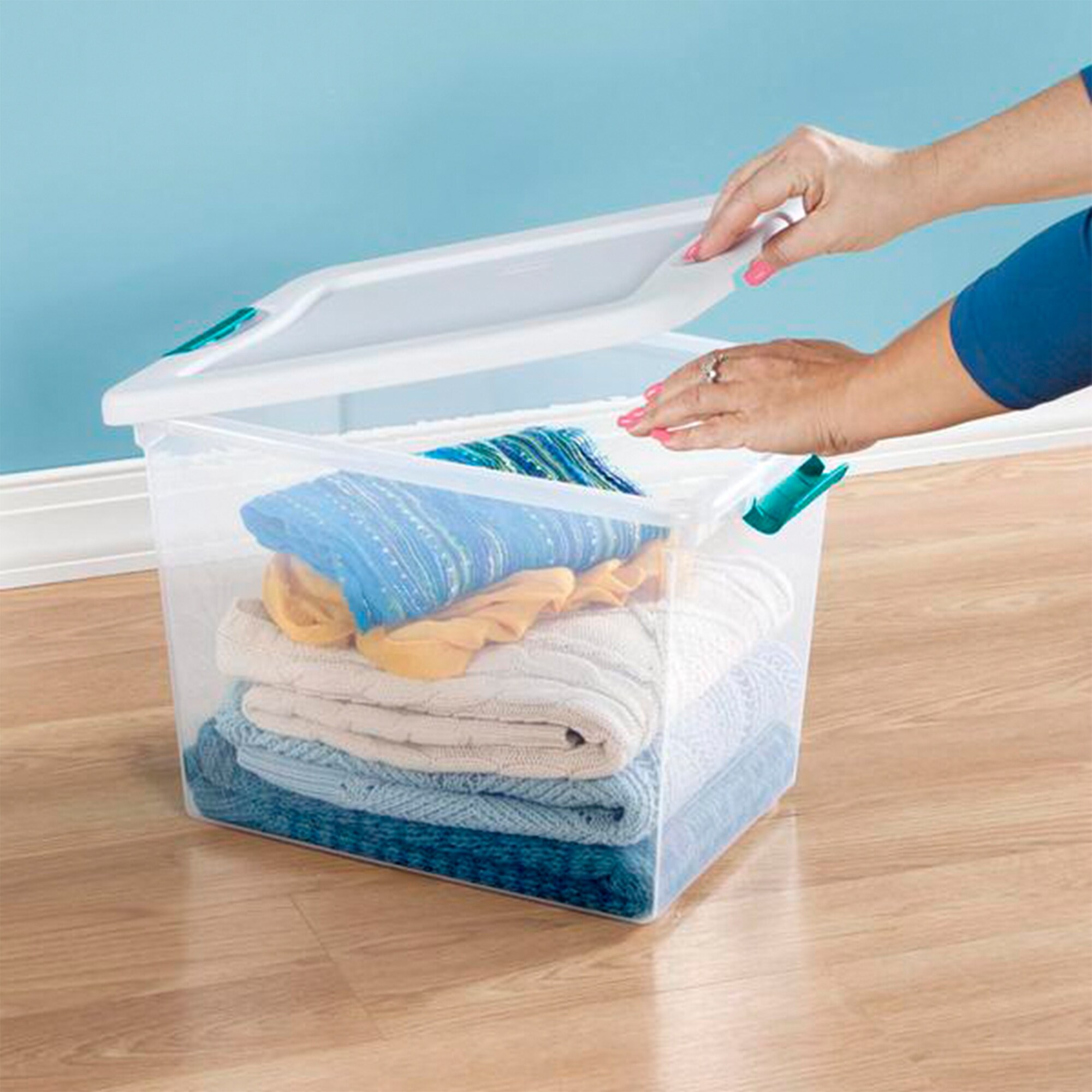 Rubbermaid Cleverstore 30 Quart Plastic Storage Tote Container w/ Lid (12  Pack)