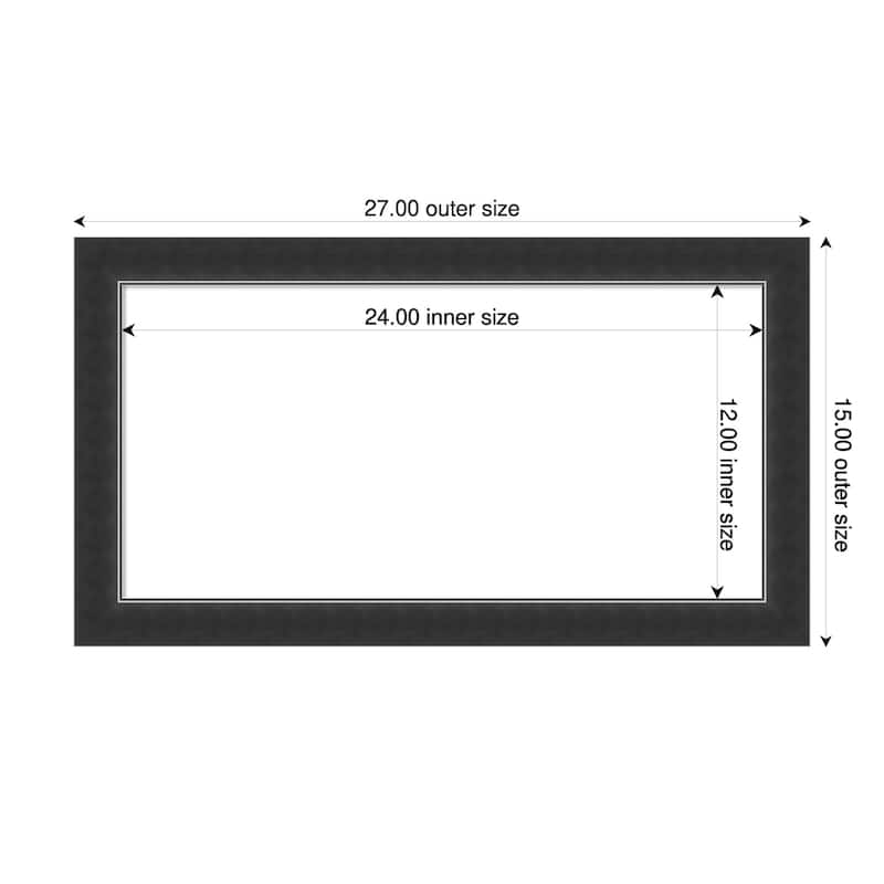 Amanti Art Corvino Black Narrow Framed Dry Erase Magnetic Board - 27 x 15 in