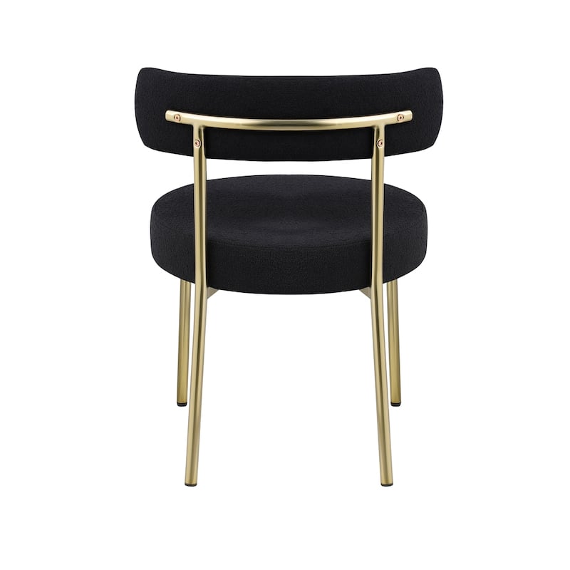 Modern Round Upholstered Boucle Dining Chairs (Set of 2)