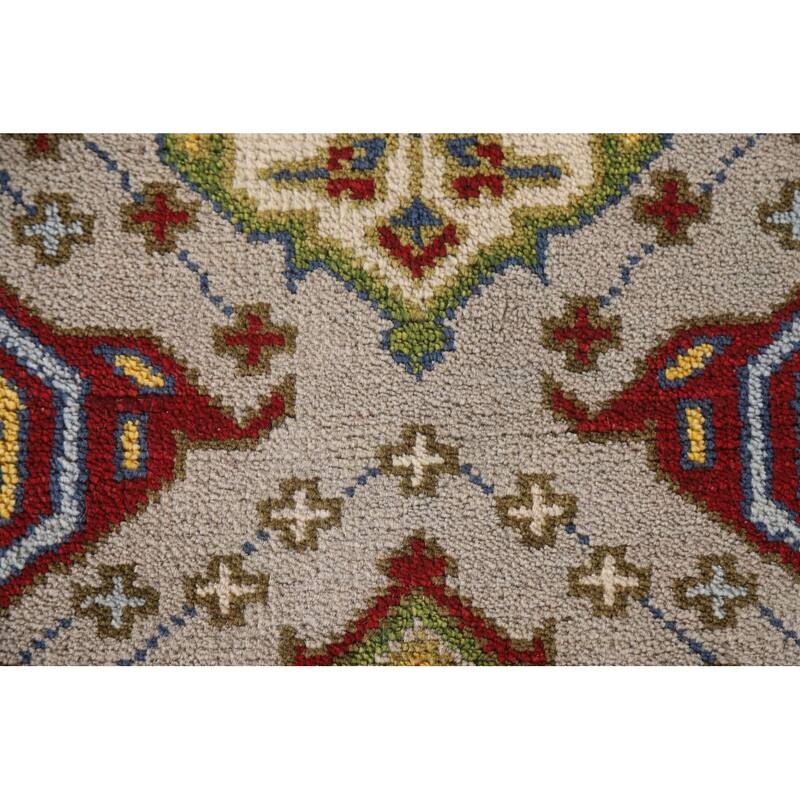 Geometric Kazak Oriental Rug Hand-Knotted Wool Carpet - 2'6"x 5'11"