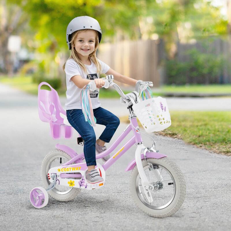 Costway 16" Kids Bicycle with Basket Doll Seat Colorful Streamers - See Details
