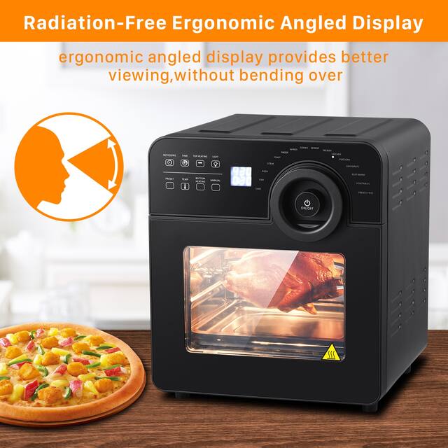 15 Qt. Black Air Fryer Oven with Rotisserie,Dehydrator, 8 Accessories