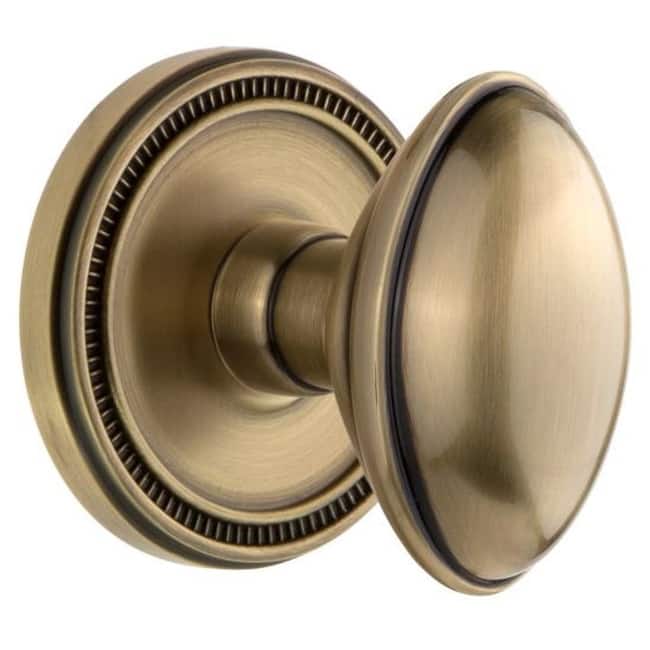 Grandeur Soleil Solid Brass Single Dummy Door Knob with Eden Prairie - Vintage Brass