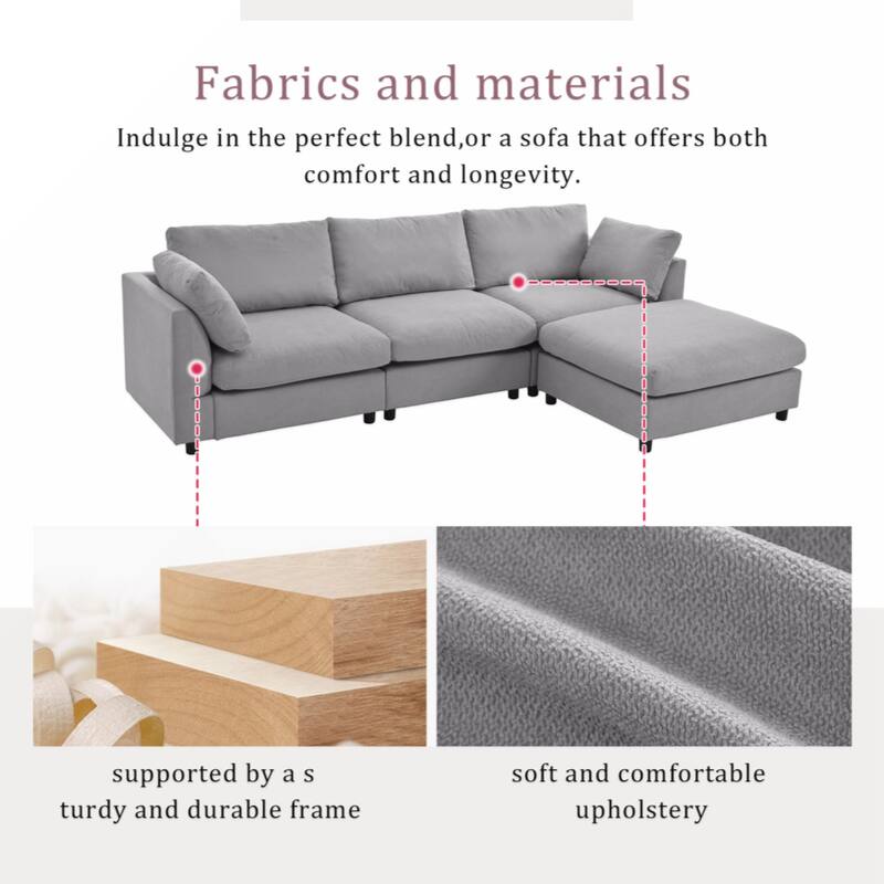 Upholstery Convertible Sectional Sofa, L Shaped Couch with Reversible Chaise