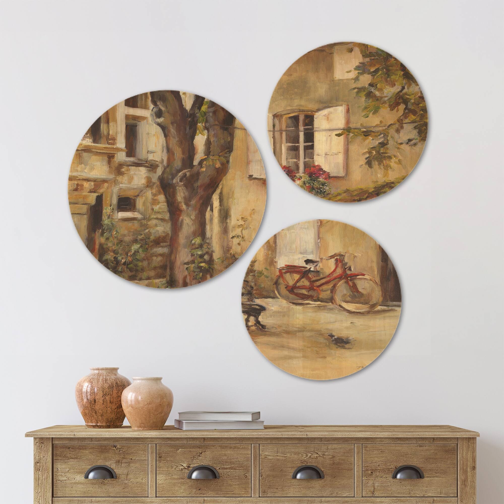 Designart 'Provence French Village I' French Country Wood Wall Art Set