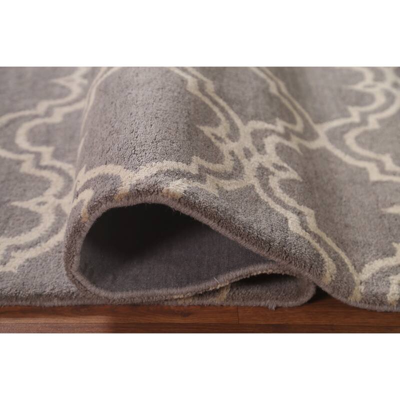 Geometric Trellis Area Rug Hand-Tufted Wool Carpet - 5'1" x 7'11"
