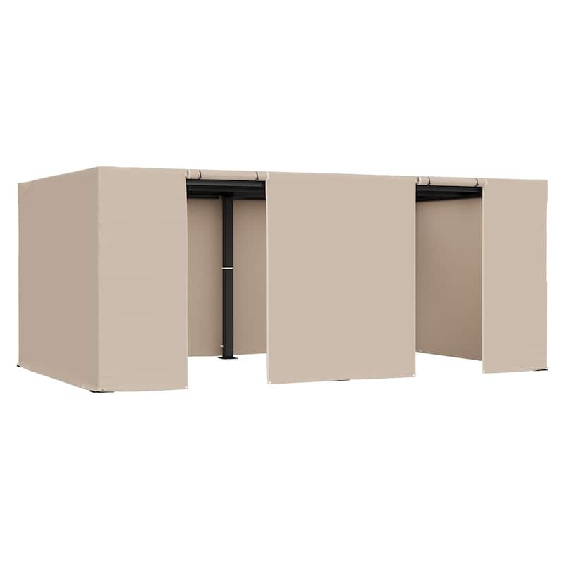 EROMMY Waterproof Pergola Winter Cover with Sidewalls, Mesh Windows and Roll-Up Door, All-Season Weather Enclosure