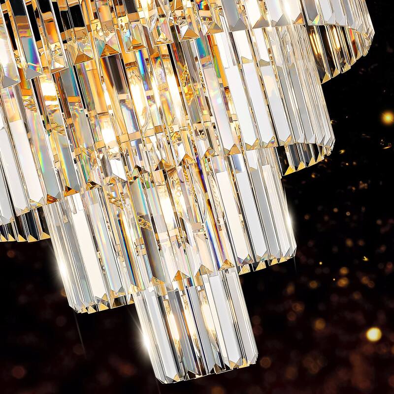 Luxury Crystal Chandelier Pendant Ceiling Lighting Fixture, Gold Living Room Hanging Pendant Lighting Fixtures