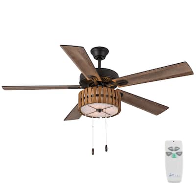 Adan River of Goods Oil Rubbed Bronze Metal and Wood 52-inch 3-Light Ceiling Fan - 52" x 52" x 13.75"/18.75"