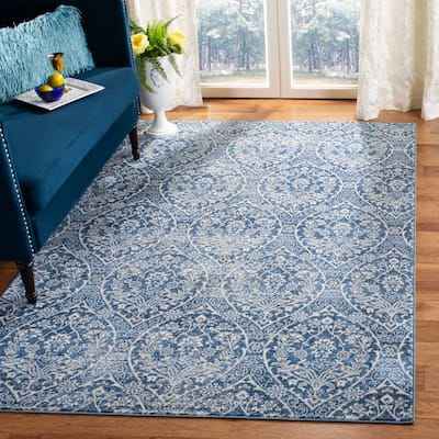 SAFAVIEH Brentwood Rosalba Traditional Oriental Rug - Navy/Light Grey - 5' 3" x 7' 6"