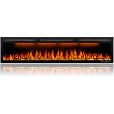 72inches Wall Mounted& Recessed Electric Fireplace with Remote Control