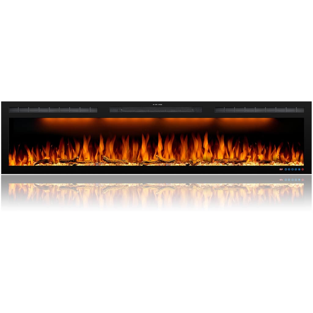 72inches Wall Mounted& Recessed Electric Fireplace with Remote Control